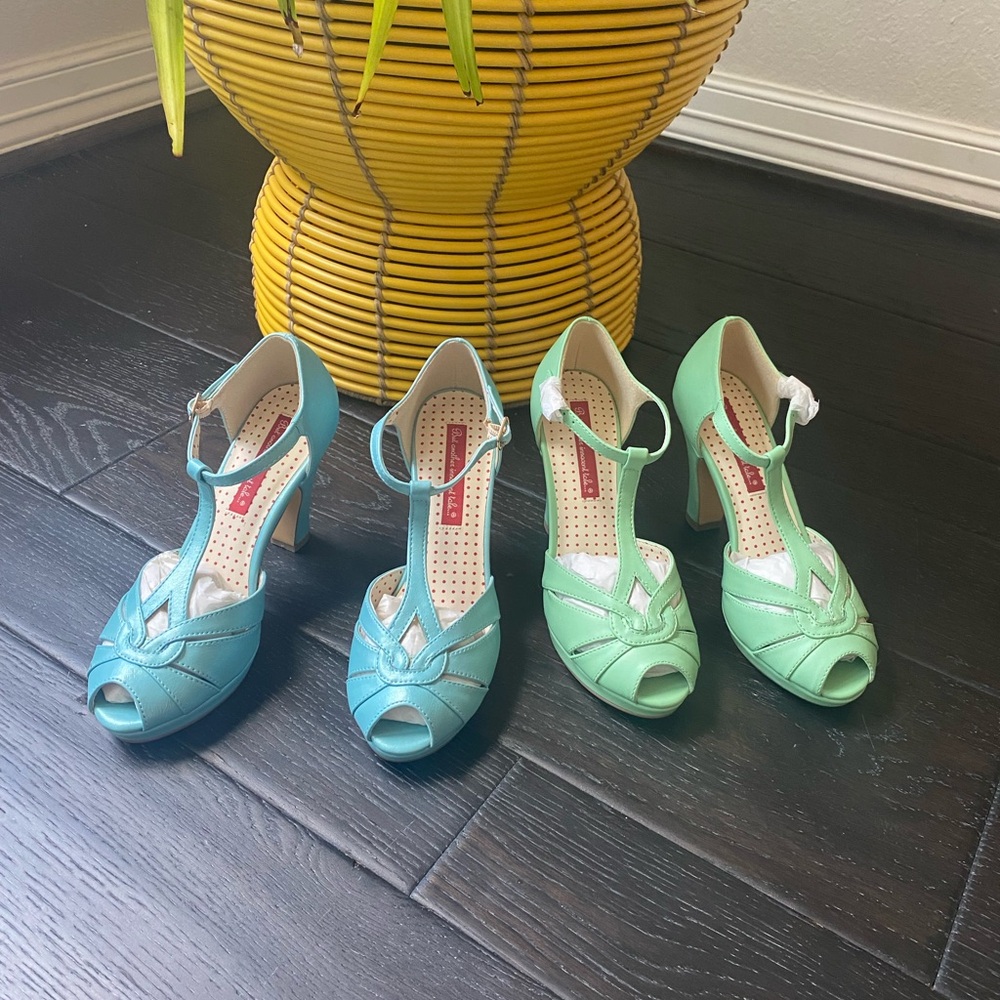 B.A.I.T footwear 2 pairs of t- strap heels